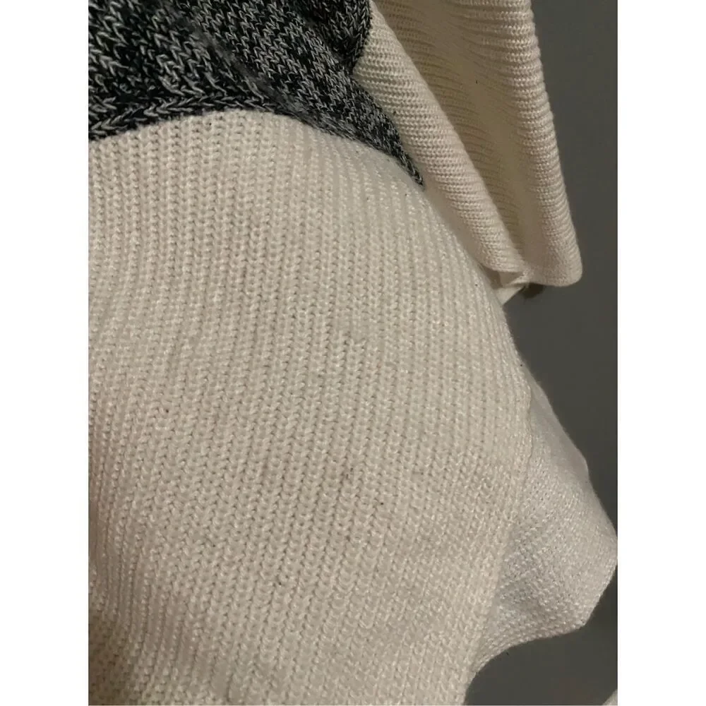 Merona Gray White Acrylic 3/4 Sleeve Open Front Cardigan Size XL